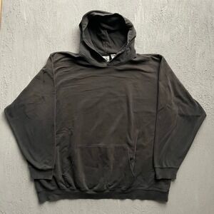 Vintage Plain Blank Hoodie Men 4XL Black 90s Liquid Blue